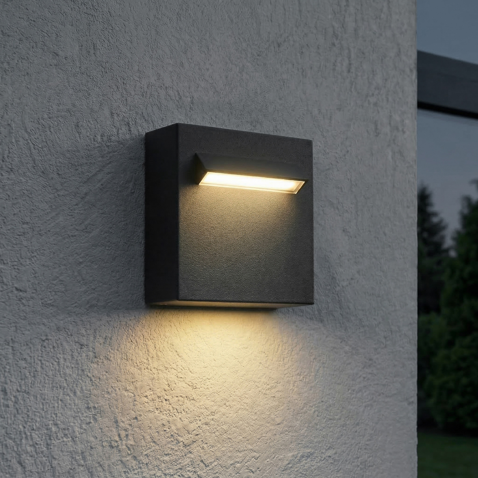 Lucande LED buiten wandlamp Joril, 9,4 cm, zwart, IP65